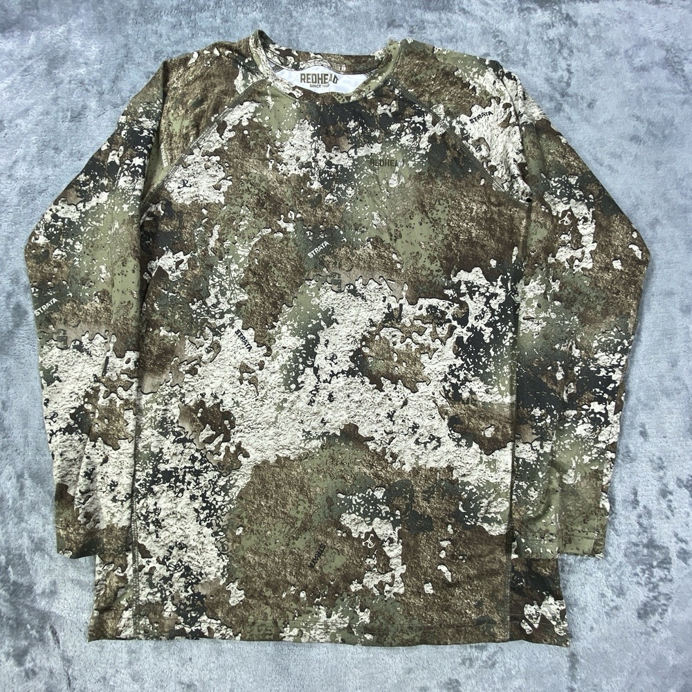 Redhead T Shirt Men Large Green Strata Camo Outdoors Hunting Long Sleeve